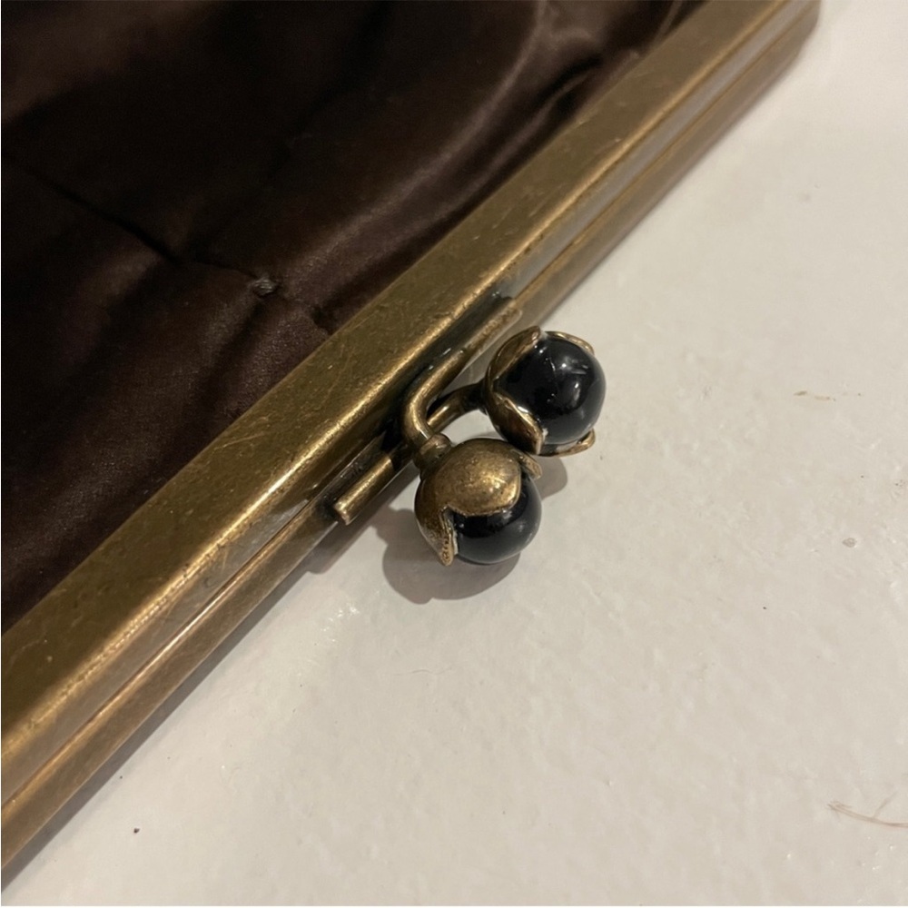 Vintage J.Crew Satin Kiss-Lock Evening Clutch w Mirror - Picture 9 of 12